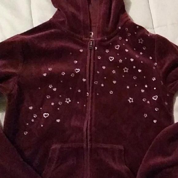 SO Girls Burgundy Velour Two Piece Set sz 12 - Picture 6 of 8